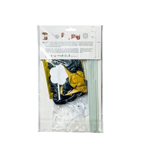 Set 21 baloane + bete suport din plastic, negru-auriu