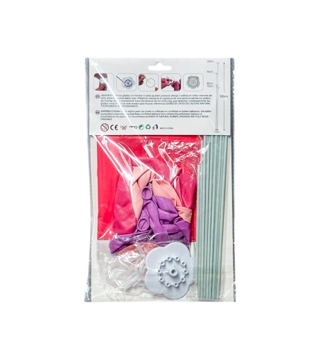 Set 21 baloane + bete suport din plastic, roz-mov