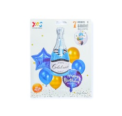 Baloane 7/set latex+folie sampanie, albastru Baloane 7/set latex+folie sampanie, albastru