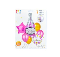 Baloane 7/set latex+folie sampanie, magenta