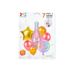 Baloane 7/set latex+folie sampanie, roz