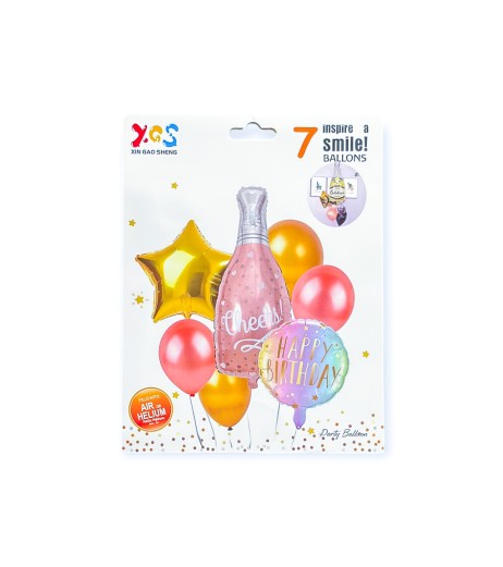 Baloane 7/set latex+folie sampanie, roz Baloane 7/set latex+folie sampanie, roz