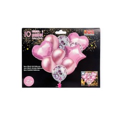 Baloane 10/set latex+folie, roz