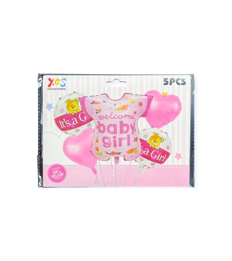 Baloane folie 5/set roz Welcome Baby Girl Baloane folie 5/set roz Welcome Baby Girl