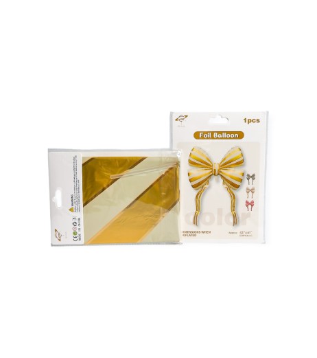 Foil balloons with two-tone ribbon, cream-gold, 108*156 cm Foil balloons with two-tone ribbon, cream-gold, 108*156 cm