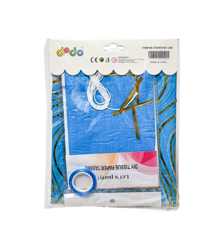 Set 8 baloane albastre + franjuri din hartie