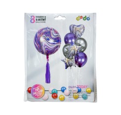 Set 8 baloane mov +franjuri din hartie