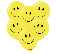 Baloane latex Kalisan 12” (30 cm) Printed Smiley Face 25/set