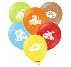 Baloane latex Kalisan 12” (30 cm) Printed Balloons Vehicles 25/set