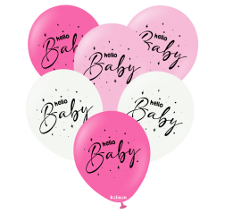 Baloane latex Kalisan 12” (30 cm) Printed Hello Baby - Pink Theme 25/set Baloane latex Kalisan 12” (30 cm) Printed Hello Baby - Pink Theme 25/set