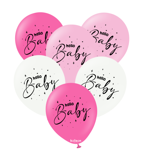 Baloane latex Kalisan 12” (30 cm) Printed Hello Baby - Pink Theme 25/set Baloane latex Kalisan 12” (30 cm) Printed Hello Baby - Pink Theme 25/set