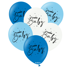 Baloane latex Kalisan 12” (30 cm) Printed Hello Baby - Blue Theme 25/set Baloane latex Kalisan 12” (30 cm) Printed Hello Baby - Blue Theme 25/set