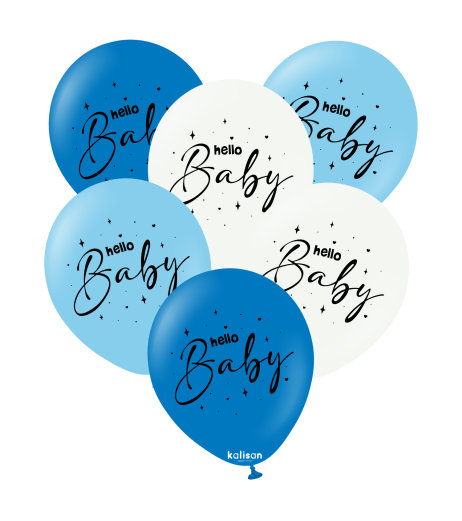 Baloane latex Kalisan 12” (30 cm) Printed Hello Baby - Blue Theme 25/set Baloane latex Kalisan 12” (30 cm) Printed Hello Baby - Blue Theme 25/set