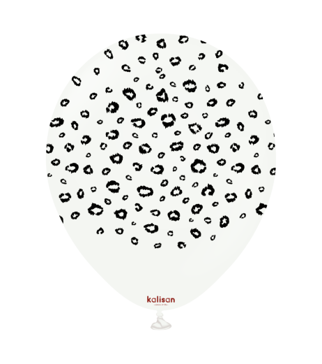 Kalisan latex balloons 12" (30 cm) Safari Leopard White print Black 5/set