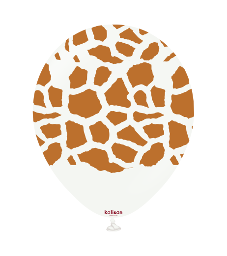 Kalisan latex balloons 12” (30 cm) Safari Giraffe White print Caramel 5/set