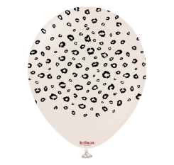 Baloane latex Kalisan 12” (30 cm) Safari Leopard White Sand print Black 5/set