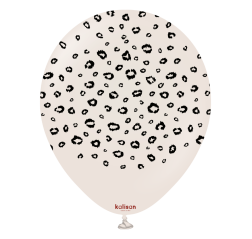 Kalisan latex balloons 12" (30 cm) Safari Leopard White Sand print Black 5/set