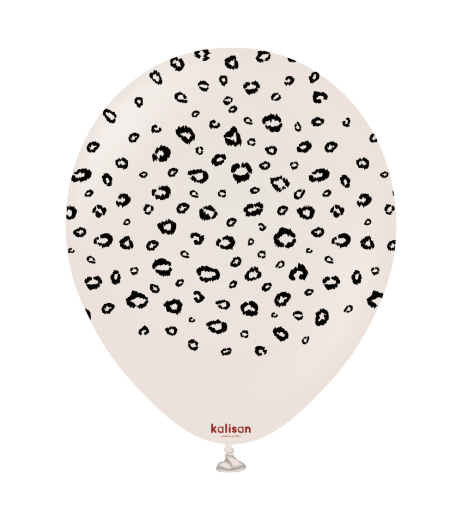 Kalisan latex balloons 12" (30 cm) Safari Leopard White Sand print Black 5/set