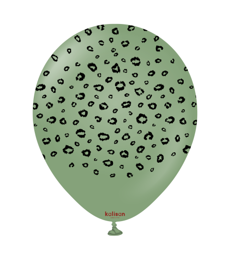 Kalisan latex balloons 12" (30 cm) Safari Leopard Eucalyptus print Black 5/set