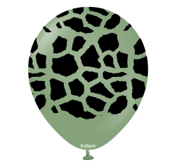 Baloane latex Kalisan 12” (30 cm) Safari Giraffe Eucalyptus print Black 5/set