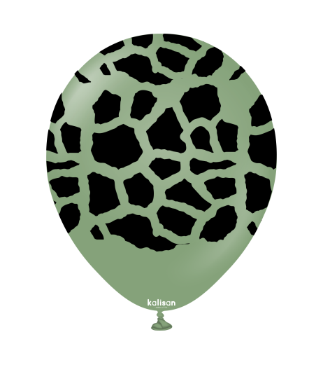 Baloane latex Kalisan 12” (30 cm) Safari Giraffe Eucalyptus print Black 5/set