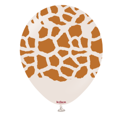 Baloane latex Kalisan 12” (30 cm) Safari Giraffe White Sand print Caramel 5/set