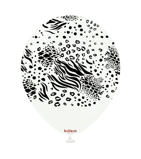 Kalisan latex balloons 12" (30 cm) Safari Mutant White print Black 5/set