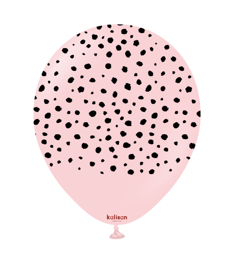 Kalisan latex balloons 12” (30 cm) Safari Cheetah Macaron Pink print Black 5/set