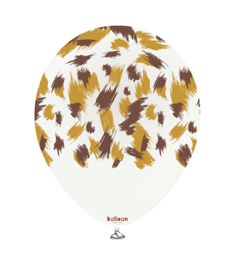 Kalisan latex balloons 12” (30 cm) safari savannah white print 5/set