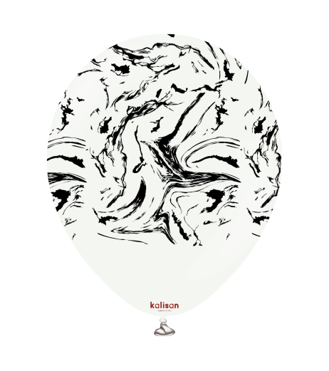 Baloane latex Kalisan 12” (30 cm) Space Nebula White print Black 5/set