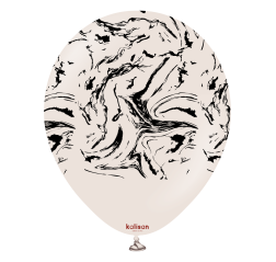 Baloane latex Kalisan 12” (30 cm) Space Nebula White Sand print Black 5/set