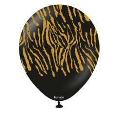 Baloane latex Kalisan 12” (30 cm) Safari Tiger N Black print Gold 5/set