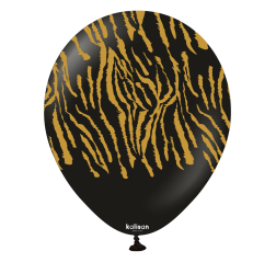 Baloane latex Kalisan 12” (30 cm) Safari Tiger N Black print Gold 5/set