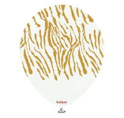 Baloane latex Kalisan 12” (30 cm) Safari Tiger N White print Gold 5/set