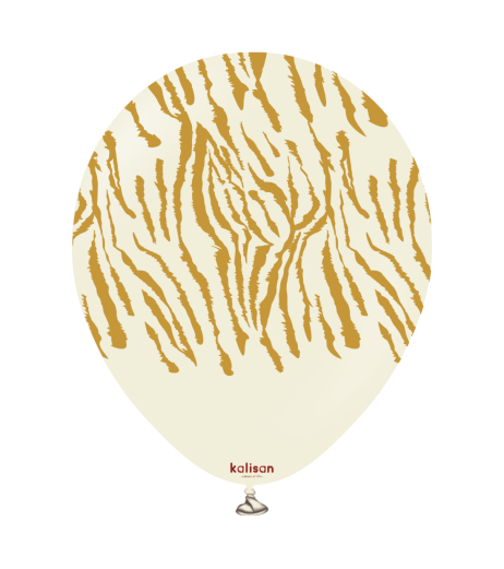 Kalisan latex balloons 12" (30 cm) Safari Tiger White Sand print Gold 5/set