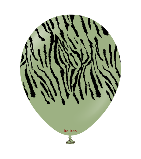 Kalisan latex balloons 12" (30 cm) Safari Tiger N Eucalyptus print Black 5/set