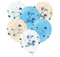 Baloane latex Kalisan 12” (30 cm) Printed Baby Shower It's a Boy 25/set