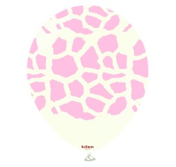 Baloane latex Kalisan 12” (30 cm) Dior Baby Giraffe Retro White print Pink 5/set