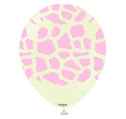 Baloane latex Kalisan 12” (30 cm) Dior Baby Giraffe Retro White Sand print Pink 5/set