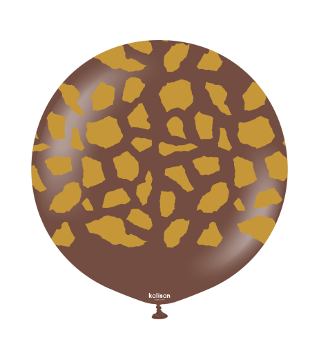 Kalisan latex balloons 24" (61 cm) Safari Giraffe Chocolate Brown print Gold 1/set