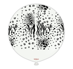 Kalisan latex balloons 24" (61 cm) Safari Mutant White print Black 1/set