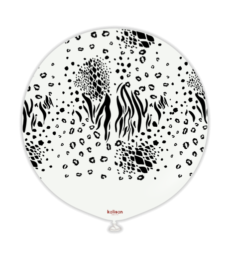 Baloane latex Kalisan 24” (61 cm) Safari Mutant White print Black 1/set