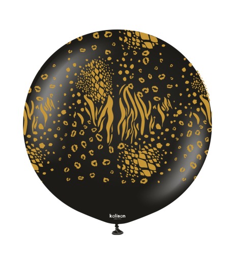 Kalisan latex balloons 24" (61 cm) Safari Mutant Black print Gold 1/set