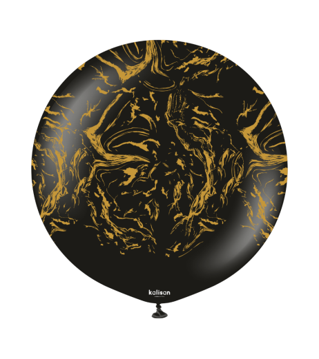 Baloane latex Kalisan 24” (61 cm) Space Nebula Black print Gold 1/set