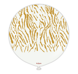 Baloane latex Kalisan 24” (61 cm) Safari Tiger N White print Gold 1/set