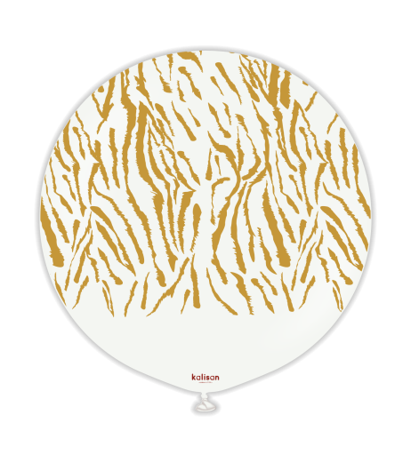 Baloane latex Kalisan 24” (61 cm) Safari Tiger N White print Gold 1/set