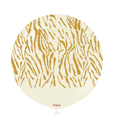 Baloane latex Kalisan 24” (61 cm) Safari Tiger White Sand print Gold 1/set