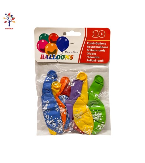 Baloane latex 10 buc/pg 12 (30 cm) Happy Birthday