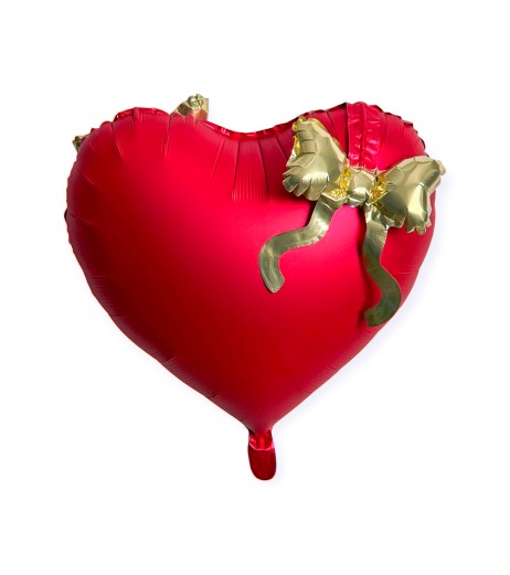 Baloane folie inima rosie 22" (56 cm) fundita aurie