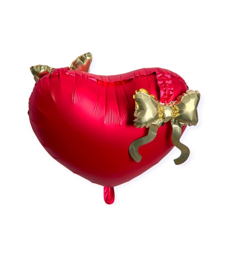 Baloane folie inima rosie 22" (56 cm) fundita aurie